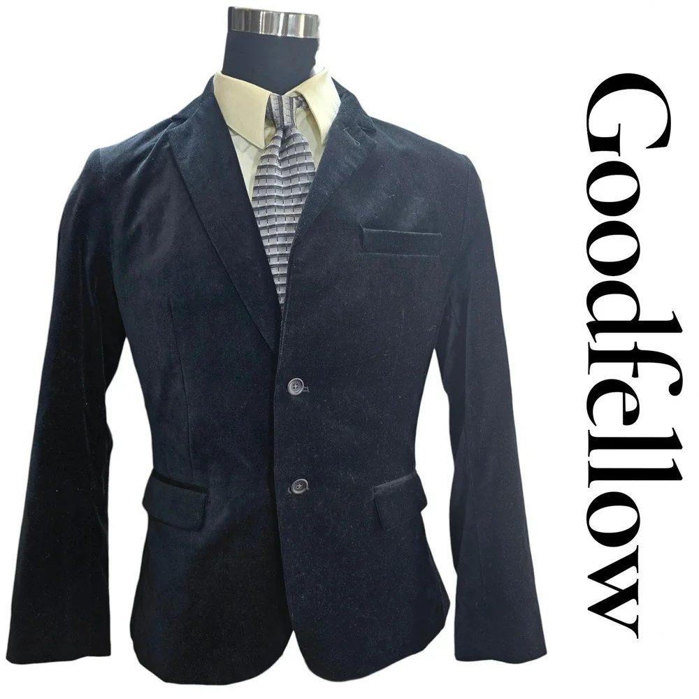 Goodfellow Kenwood Blazer Mens Medium Black Velvet Cotton Sport Coat Jacket M
